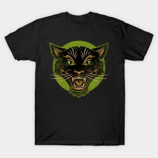 GREEN HALLOWEEN CAT T-Shirt